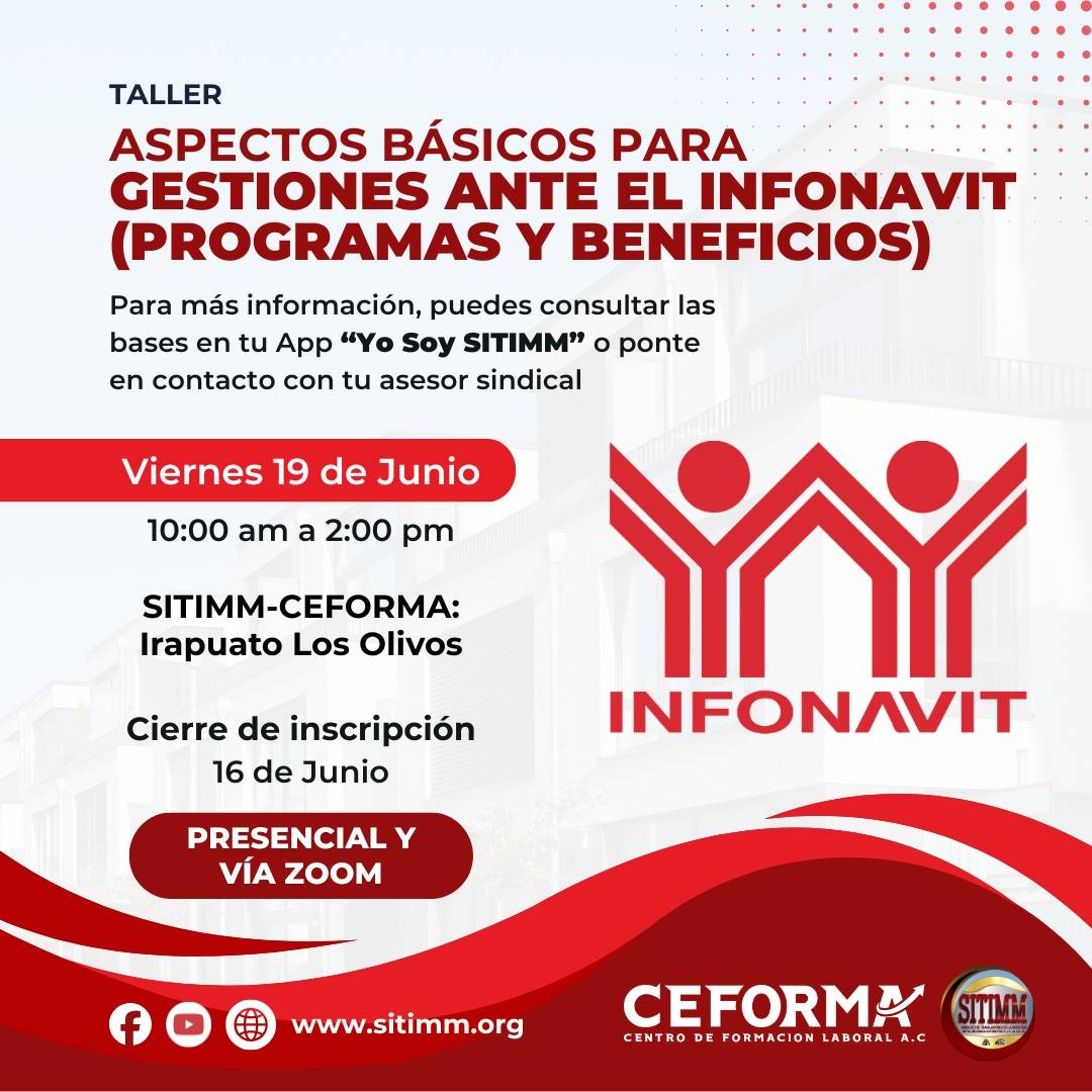 TALLER ASPECTOS BASICOS PARA GESTIONES ANTE EL INFONAVIT (PROGRAMAS Y BENEFICIOS)